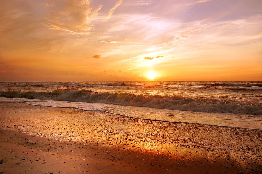 sun, beach, summer, ocean, sea, water, sand, vacations, sunset HD wallpaper