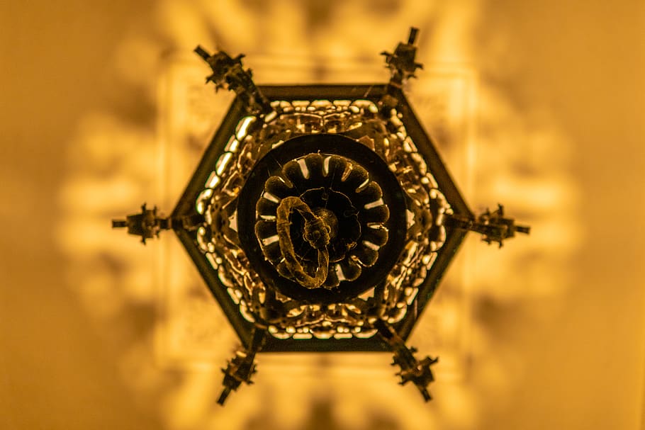 lamp, yellow, no people, gold, gold colored, close-up, religion HD wallpaper