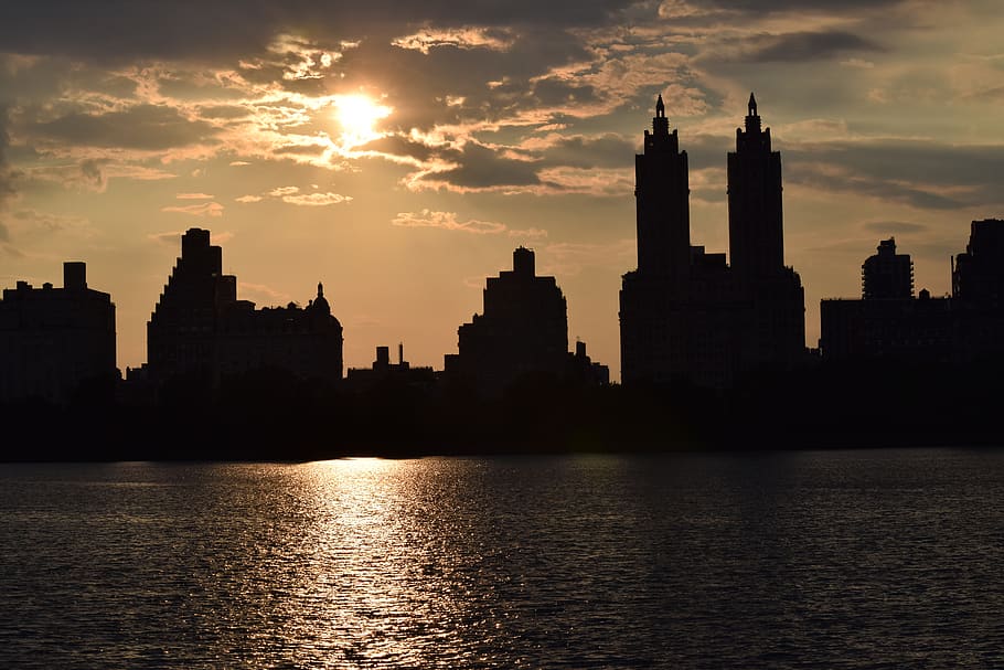 new york, orange, architecture, buildings, urban, sunset, sky HD wallpaper