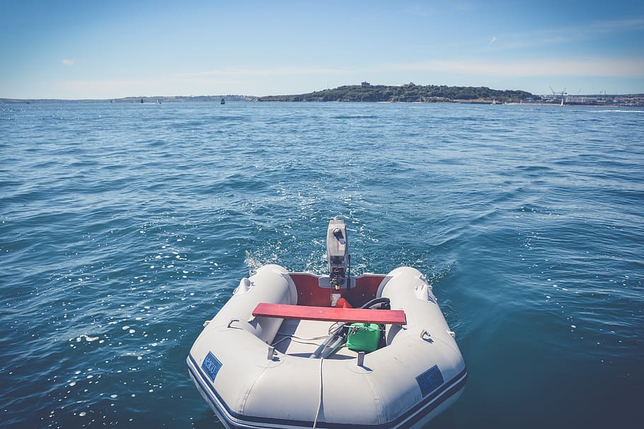 dingy, outboard, sea, water, nautical vessel, transportation HD wallpaper