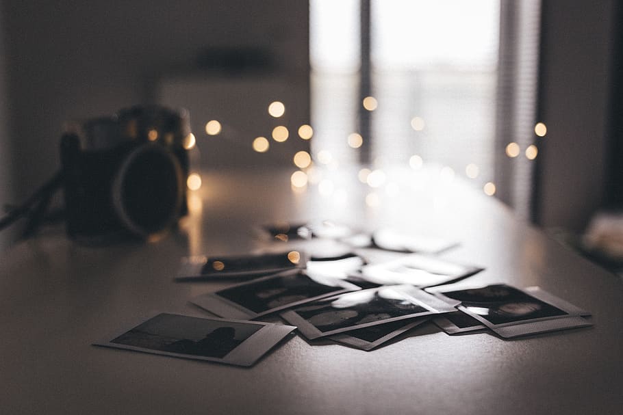 Selective Focus Photo Of Polaroid Films On Table, camera, depth of field, HD wallpaper