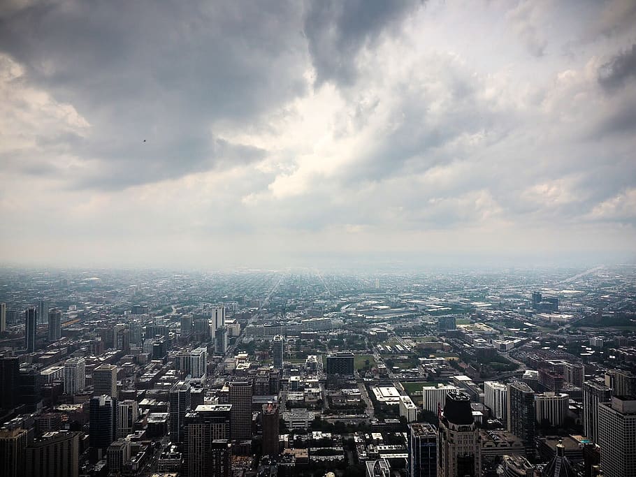 chicago, united states, john hancock center, skyscrapers, clouds