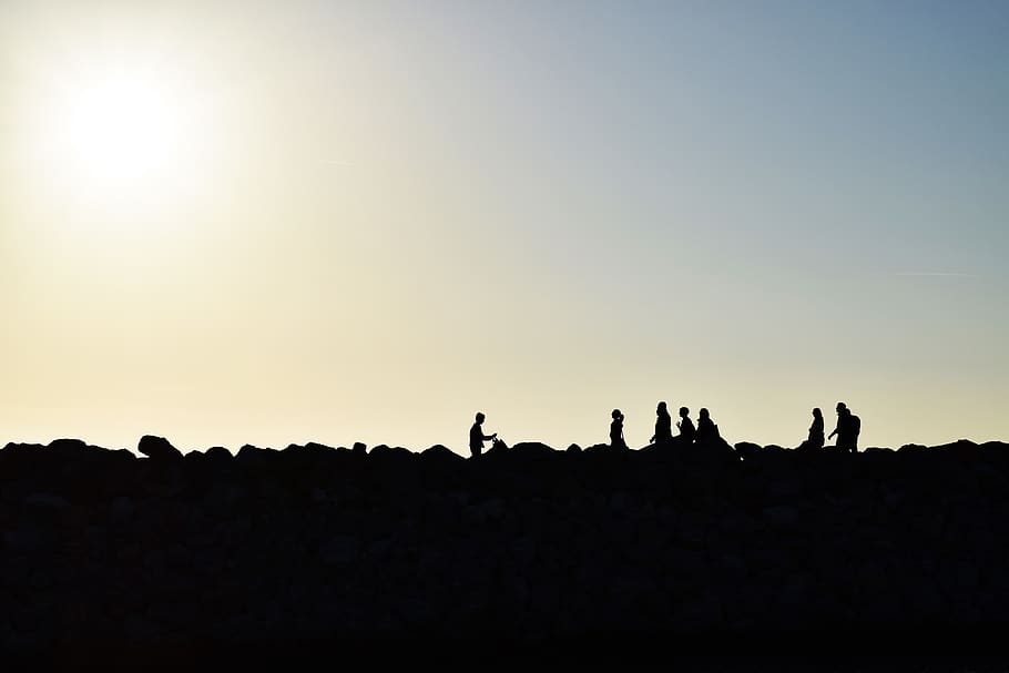 italy, san vincenzo, toscana, silhouette, sky, group of people, HD wallpaper