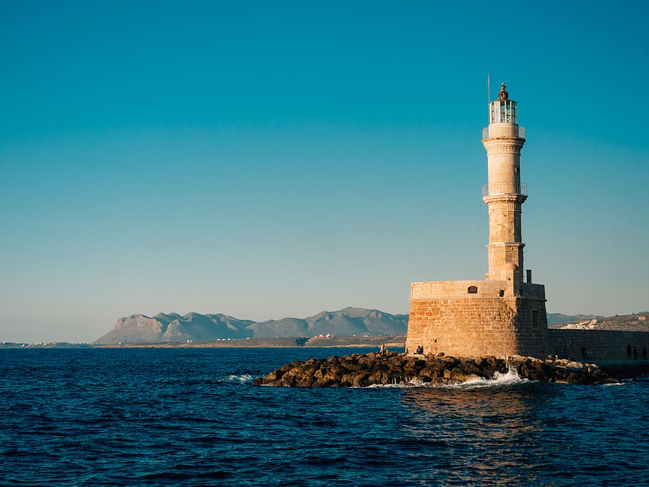chania, greece, lighthouse, harbour, architecture, built structure, HD wallpaper