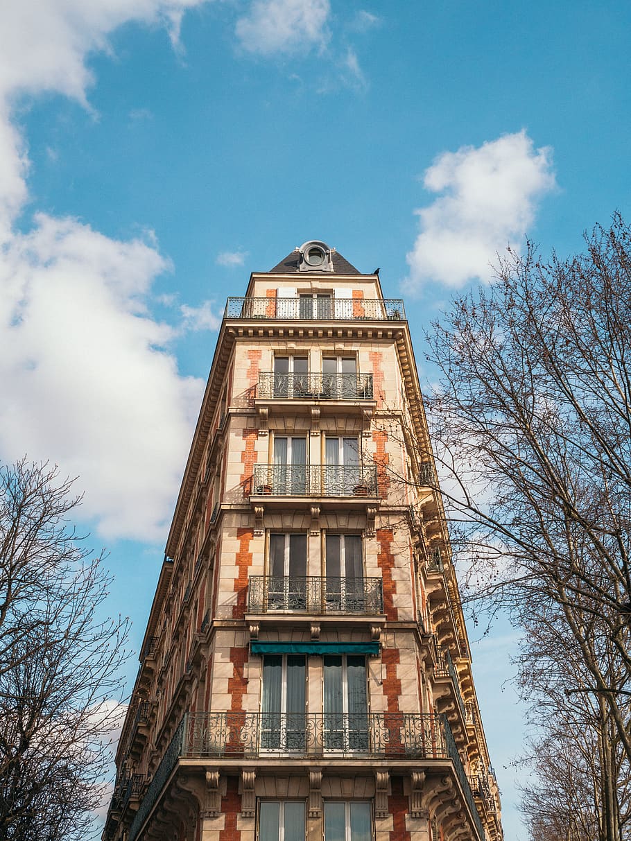 france, paris, denfert-rochereau, sky, city, orange, blue, building HD wallpaper