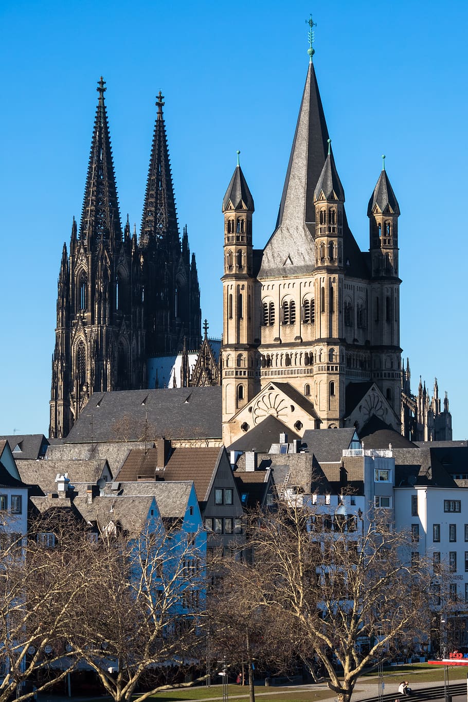 cologne, churches, dom, groß st martin, romanesque, neo gothic HD wallpaper