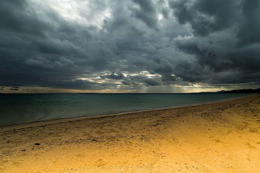 japan, taketomi, clouds, evening, sea, beach, sand, okinawa HD wallpaper