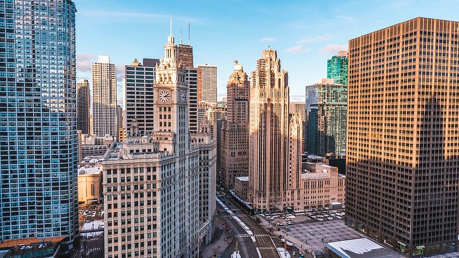 Aerial Shot Of Buildings, architecture, chicago, city, cityscape HD wallpaper
