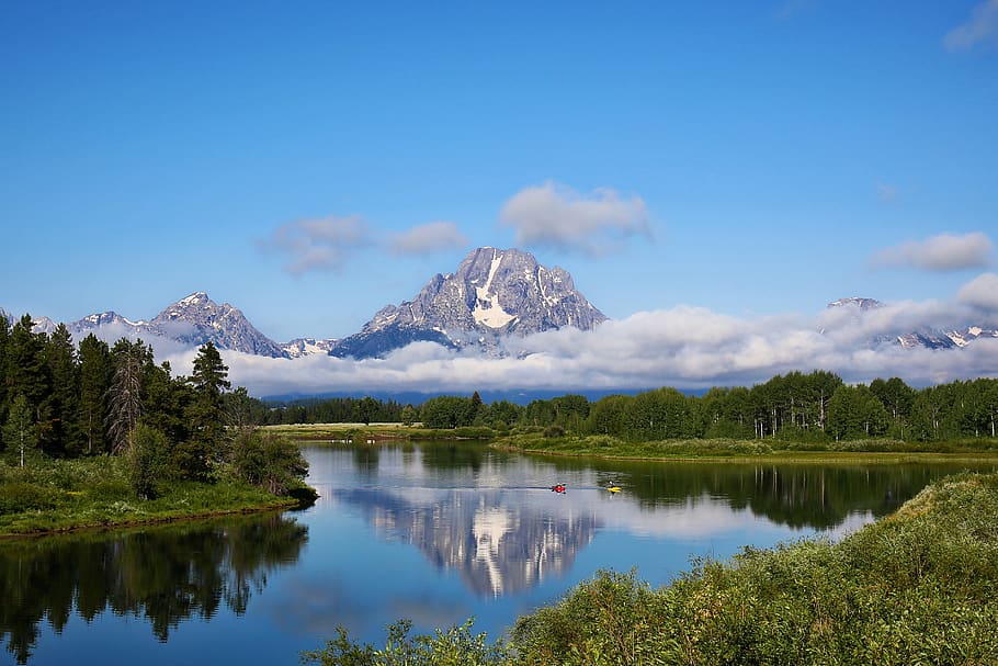 oxbow bend, united states, nature, clouds, wyoming, montana, HD wallpaper