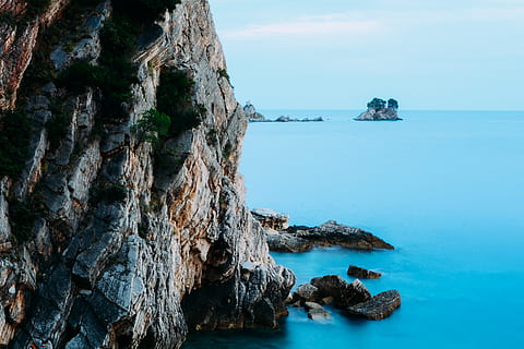 montenegro, petrovac, rocks, sea, horizon, water, rock - object HD wallpaper