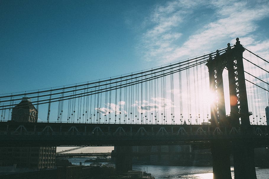 united states, new york, dumbo, sky, clouds, bridge, structures HD wallpaper