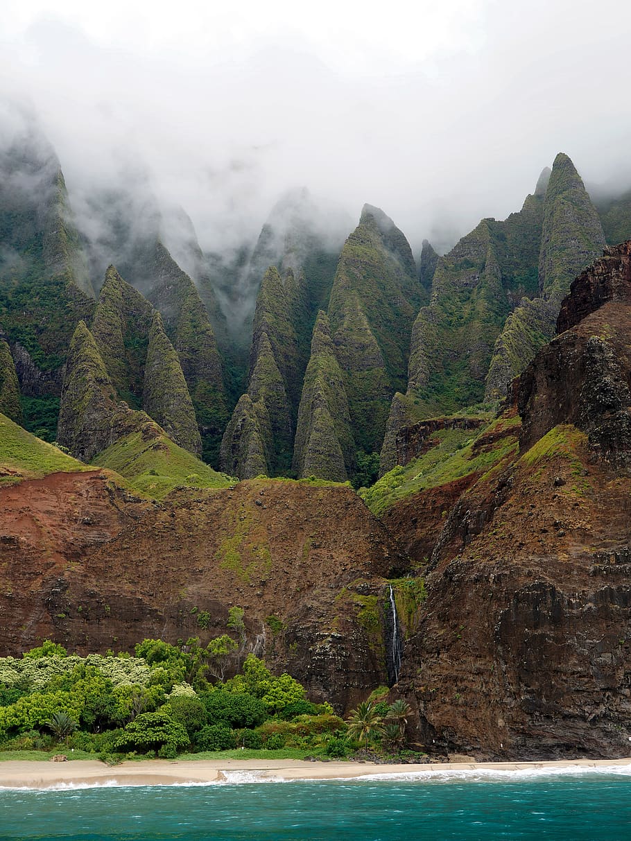 mountain range covered by clouds, beauty in nature, water, scenics - nature HD wallpaper