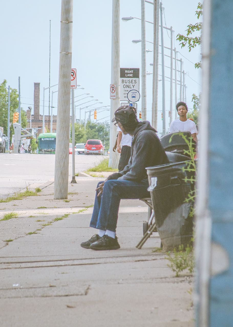 grand rapids, united states, bus, sidewalk, street, michigan HD wallpaper