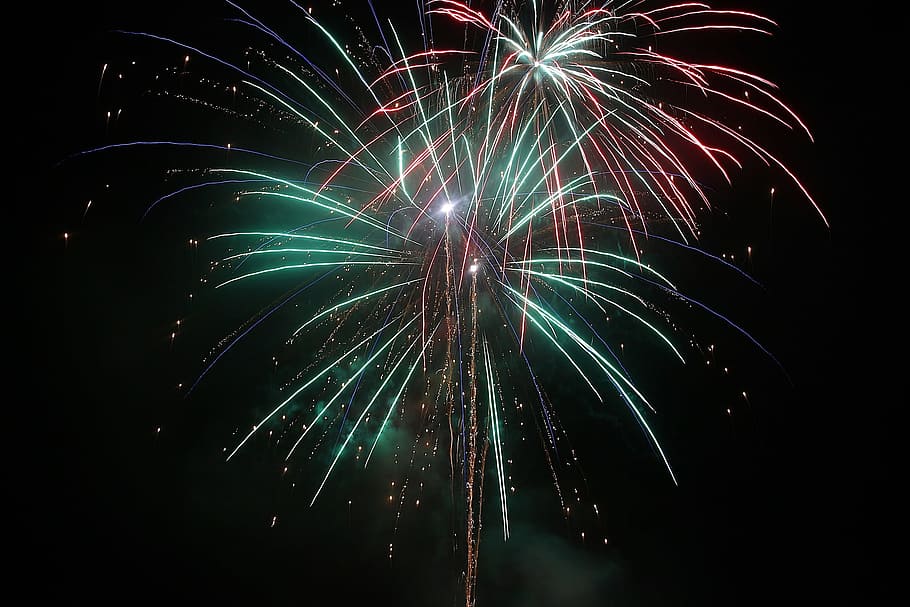 firework, celebrate, celebration, light, urban, newyear, background HD wallpaper