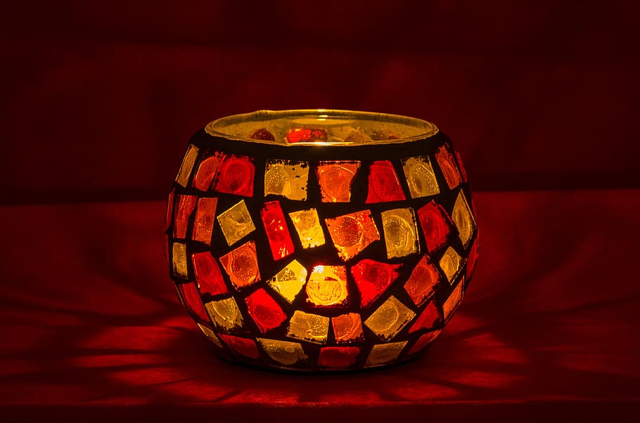 candlelight, red, atmosphere, decoration, indoors, single object HD wallpaper