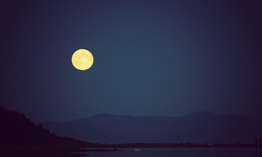 canada, comox harbour, moon, ocean, full moon, sky, scenics - nature HD wallpaper