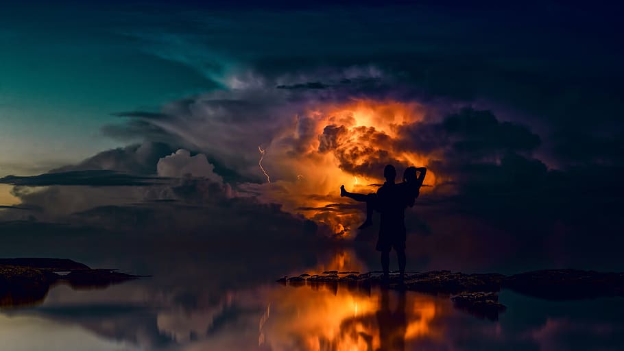 thunderstorm, couple, romance, love, sweethearts, relationship HD wallpaper