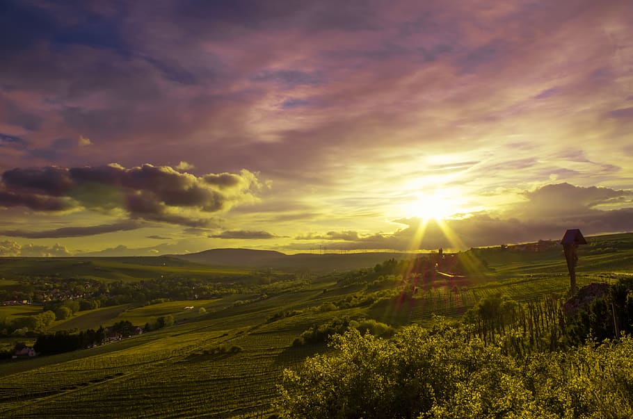 germany, mölsheim, april, clouds, windmills, hills, pentax HD wallpaper