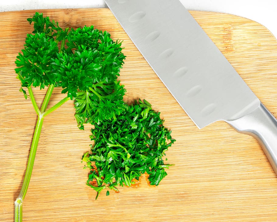 chef, kitchen, knife, parsley, chopped, food, restaurant, cook HD wallpaper