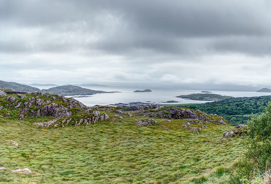 ireland, sea, landscape, ocean, wölken, view, nature, coast HD wallpaper
