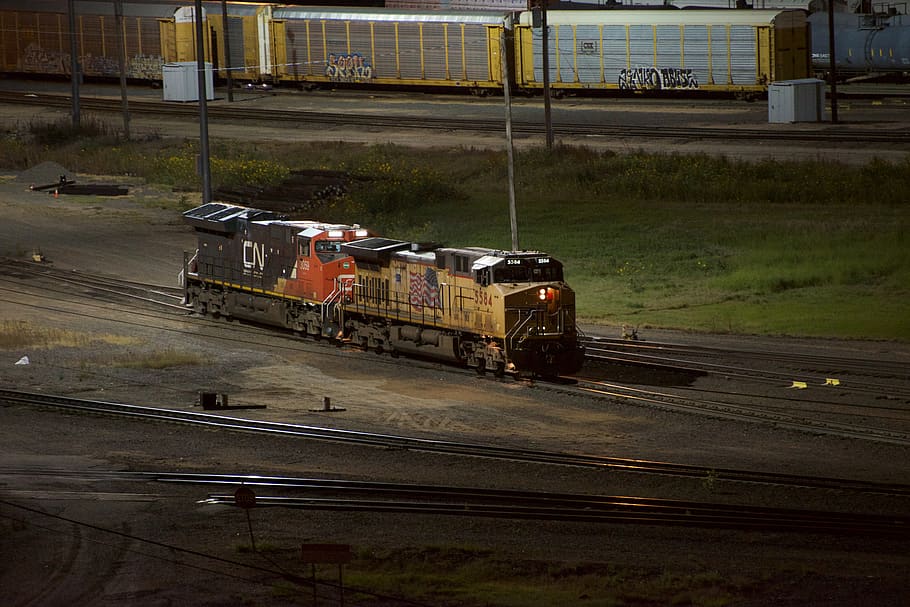 yellow train, vehicle, transportation, united states, north platte HD wallpaper