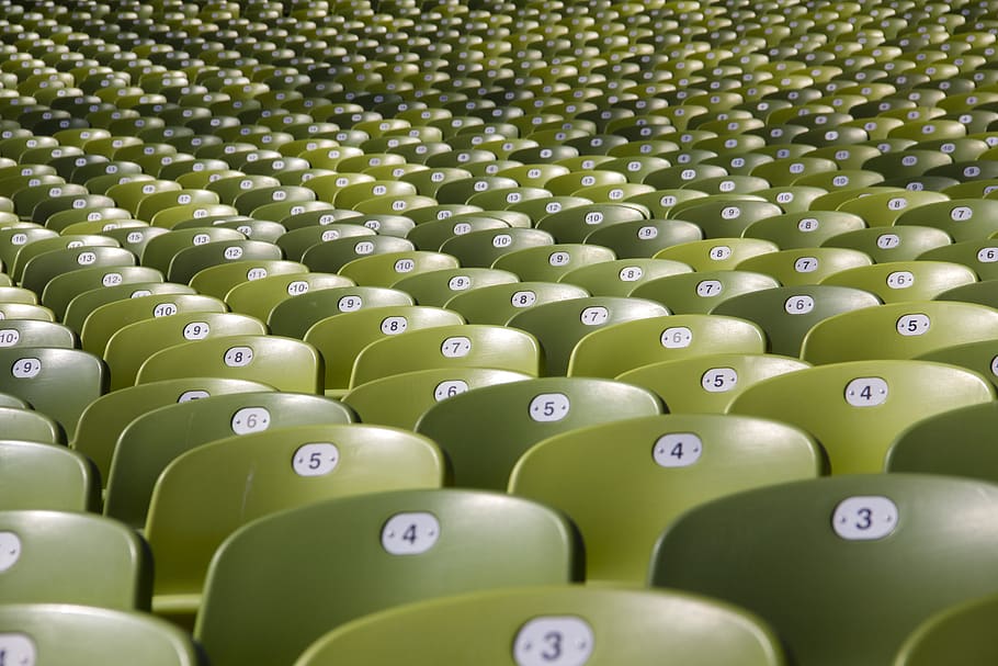 still, chairs, auditorium, lines, rows, columns, patterns, perspective HD wallpaper