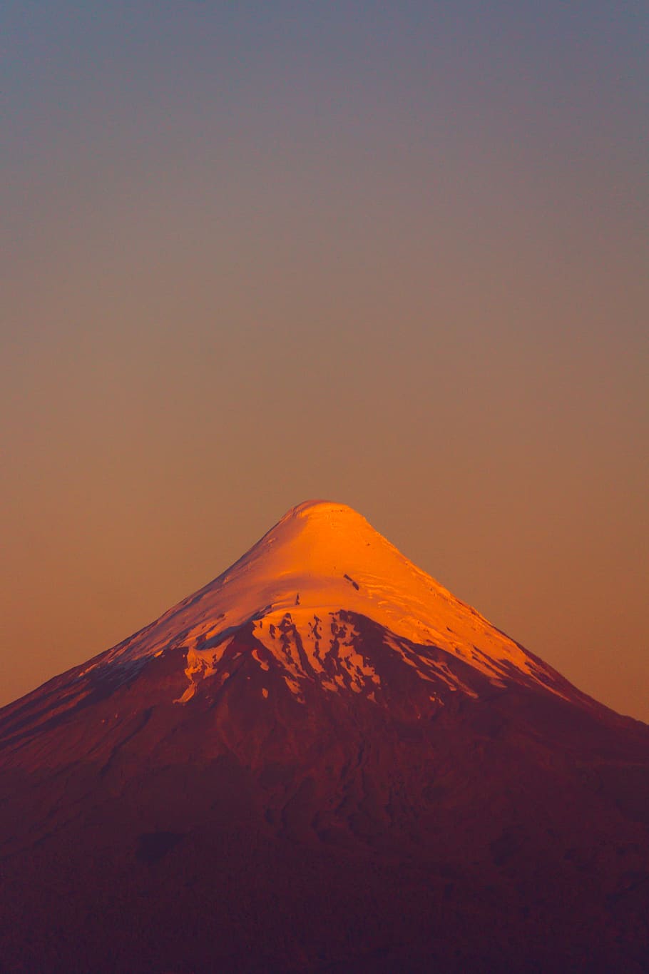 snow covered mountain during sunset, volcano, beauty in nature HD wallpaper