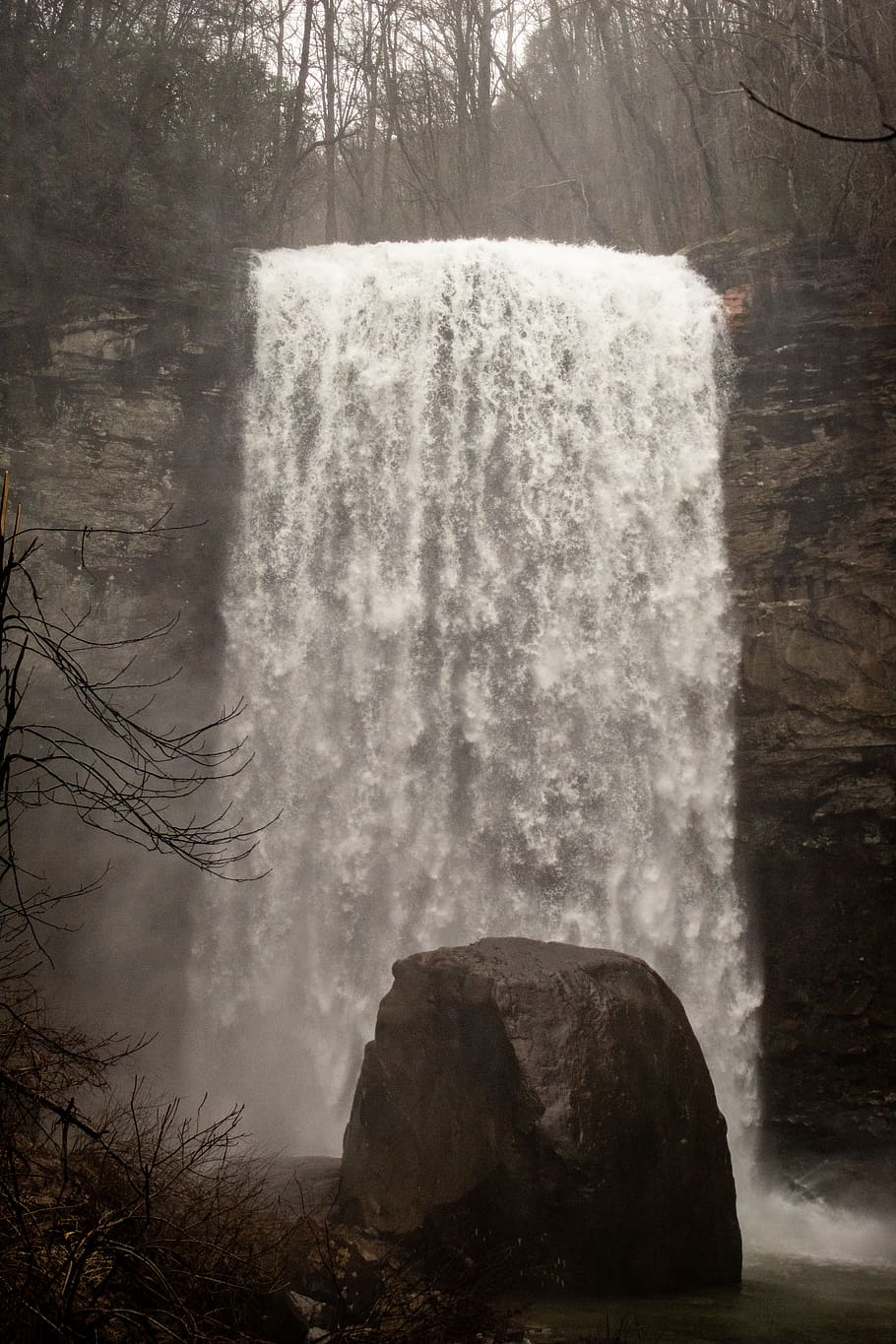 view of waterfall, tree, scenics - nature, beauty in nature, no people HD wallpaper
