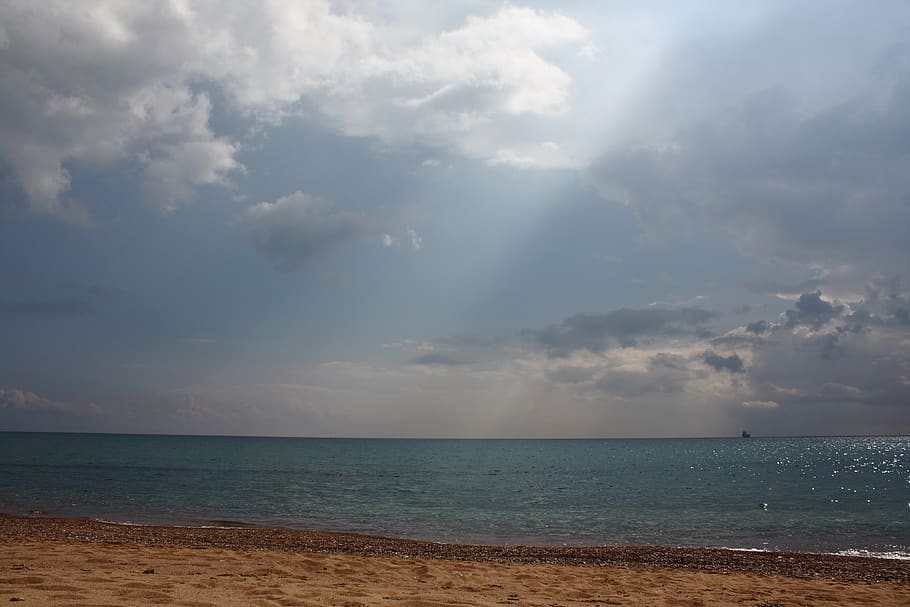 sea, beach, clouds, sky, cloud - sky, water, scenics - nature HD wallpaper