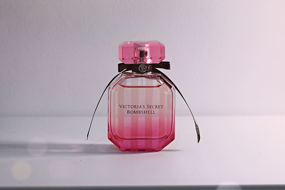 Victoria's Secret Bombshell Fragrance Bottle On White Surface, HD wallpaper