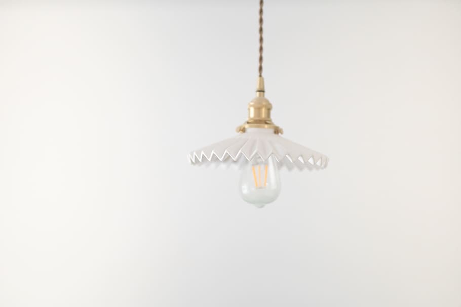 White Pendant Lamp, background, bright, bulb, conceptual, decor HD wallpaper