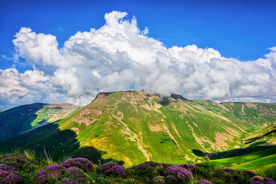 mountain, summit, nature, taylor, sky, slope, high, clouds