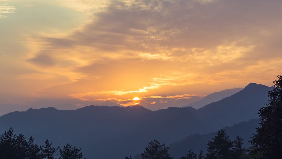 mountain, sunset, beauty in nature, sky, scenics - nature, tranquility HD wallpaper