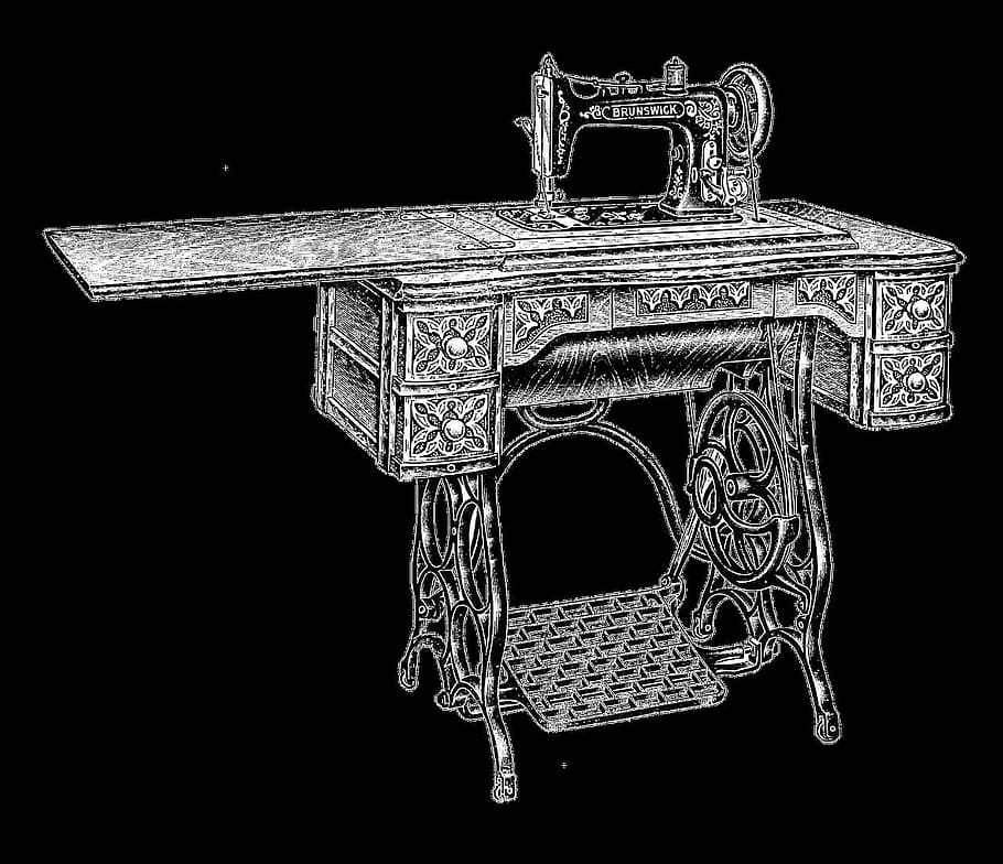 sew, sewing, machine, industrial, old, black background, no people HD wallpaper