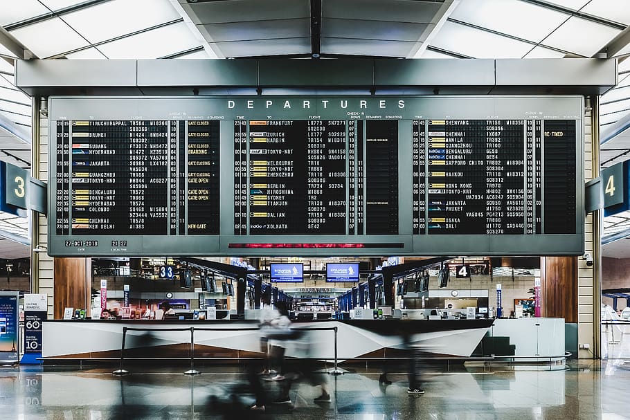 Departure board, airport, airport terminal, scoreboard, screen