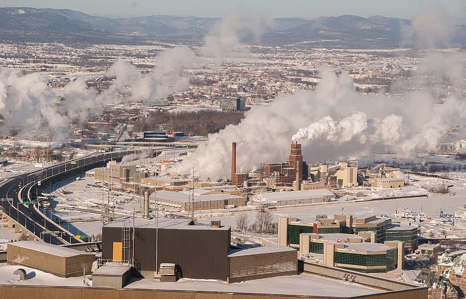 québec, plants, fireplaces, smoke, winter, building exterior HD wallpaper