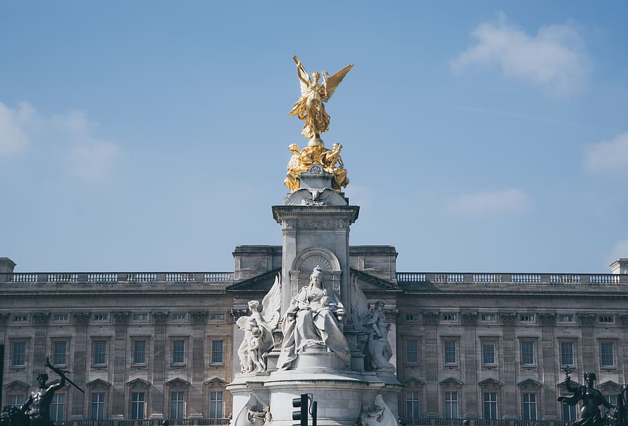 buckingham palace, united kingdom, westminster, blue sky, royal family, HD wallpaper