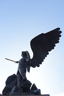 sky, statue, silhouette, symbol, outdoors, sculpture, travel HD wallpaper
