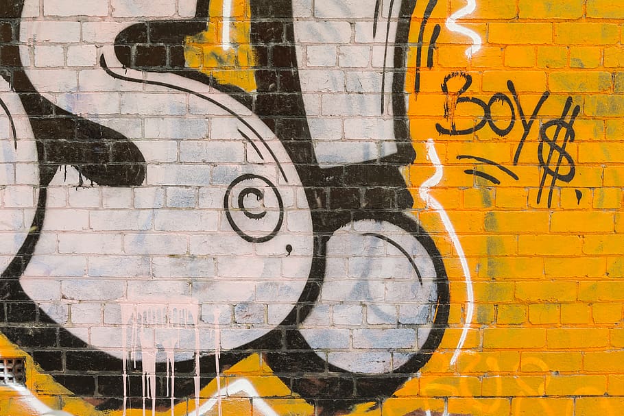 yellow and white wall paint, architecture, graffiti, wall - building feature HD wallpaper