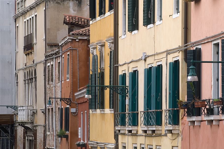 venice, italy, windows, building, building exterior, built structure HD wallpaper