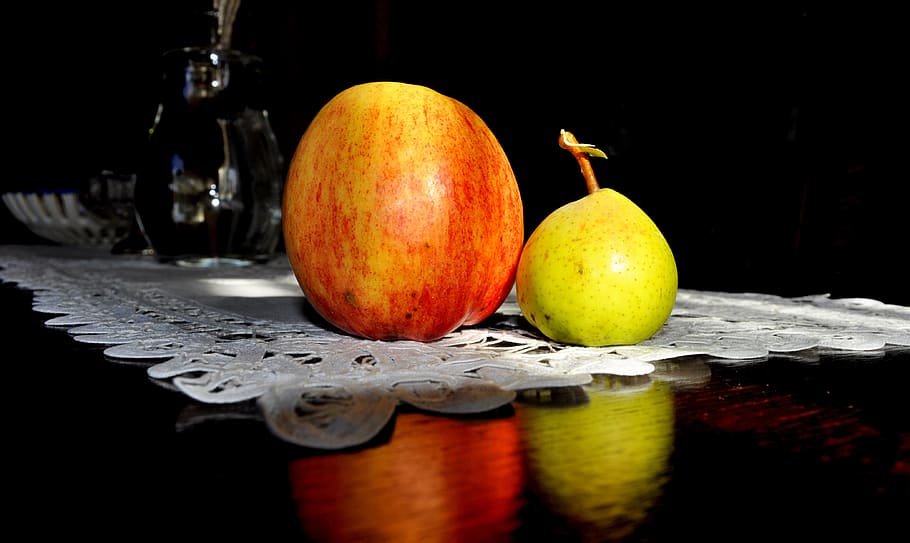 apple, pear, fruit, vitamins, delicious, healthy, colored, eating HD wallpaper