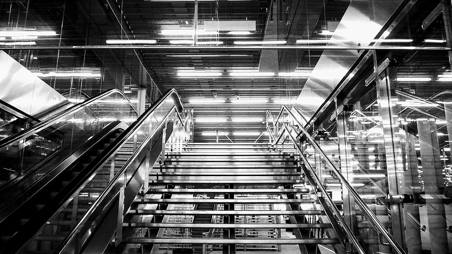 netherlands, rotterdam, architecture, illuminated, staircase HD wallpaper