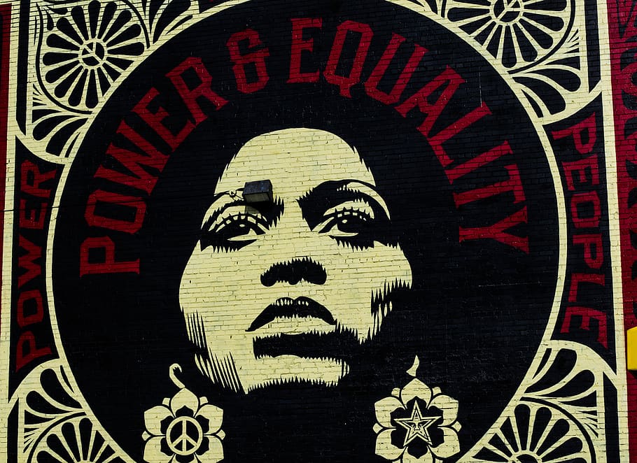 HD red, white, and black Power Equality poster, representation | Wallpaper