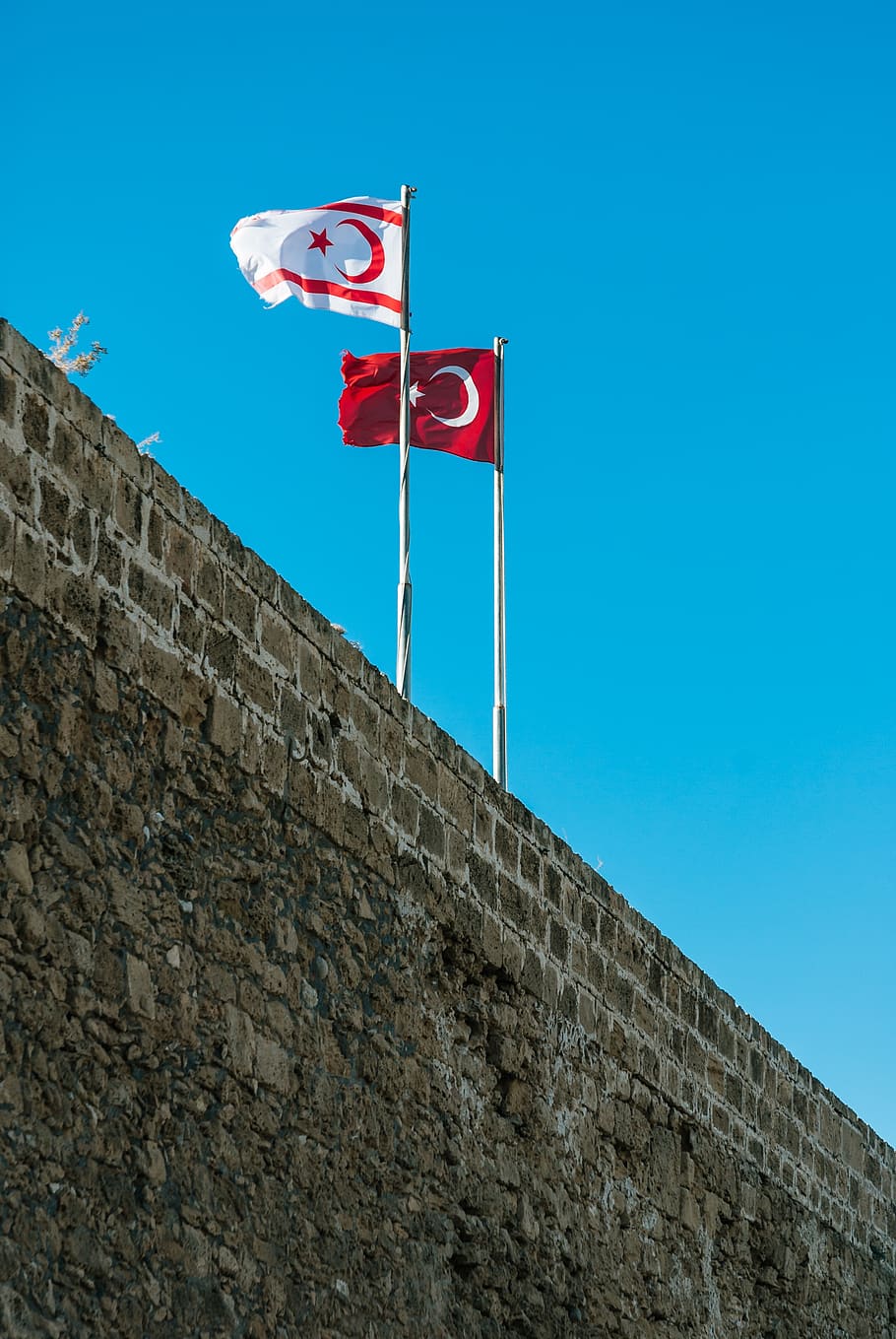 cyprus, flag, turkey, kyrenia, travel, fort, tarik, blue, tour