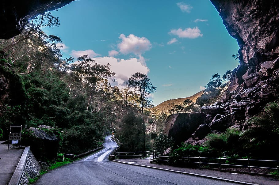 australia, trees, landscape, green, sky, clouds, forest, mountain HD wallpaper