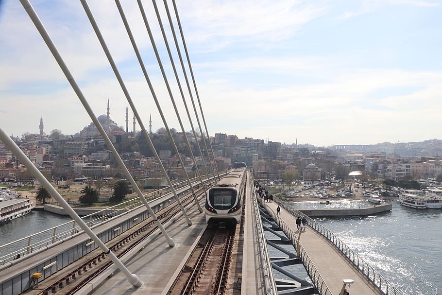 bridge, subway, transportation, ray, rail, istanbul, turkey, HD wallpaper