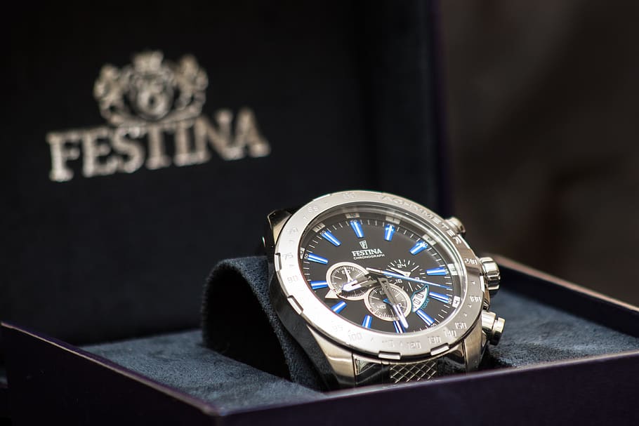 Round Silver-colored Festina Chronograph Watch With Link Bracelet, HD wallpaper