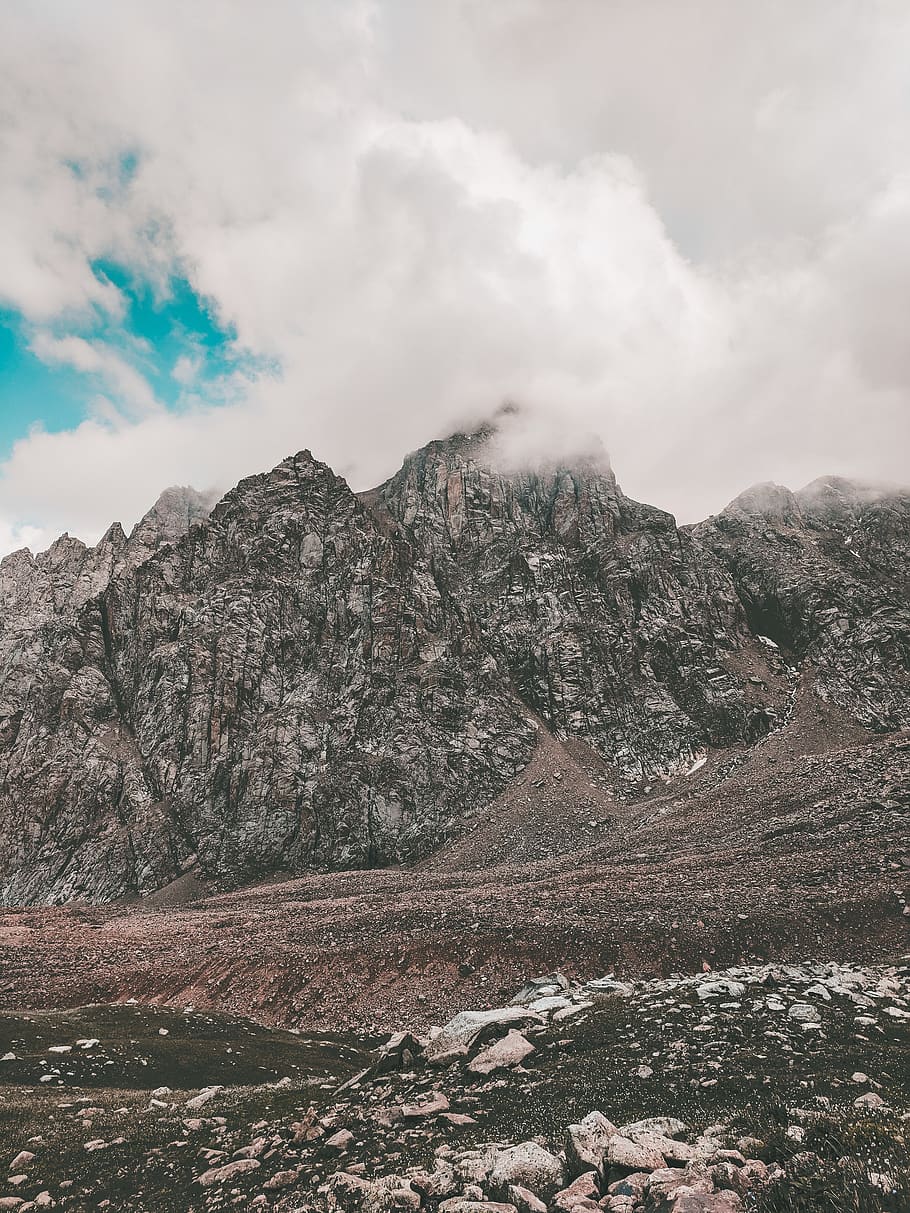 Photo of Rocky Mountain Under Cloudy Sky, clouds, environment HD wallpaper