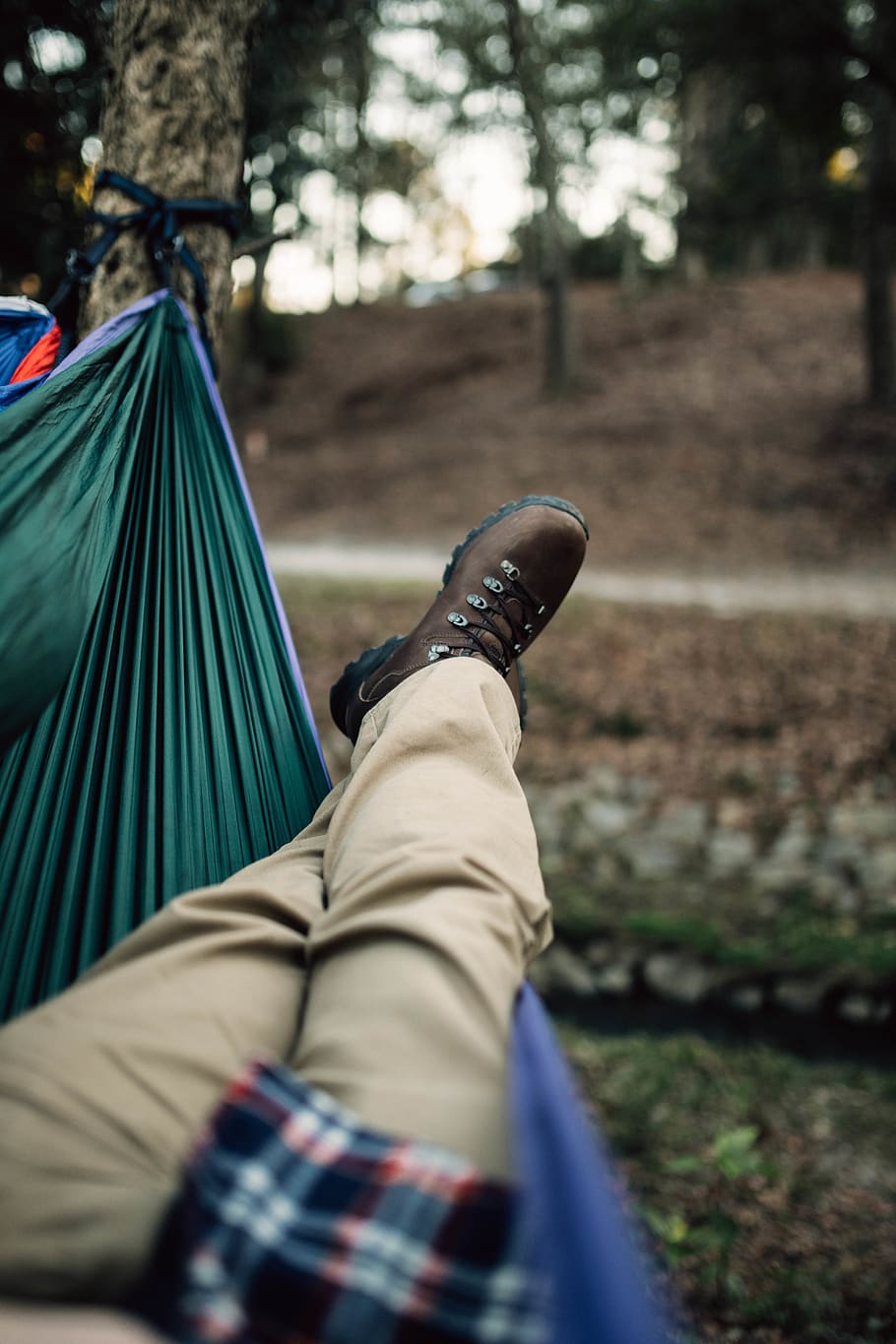 man lying on hammock, low section, one person, human body part HD wallpaper