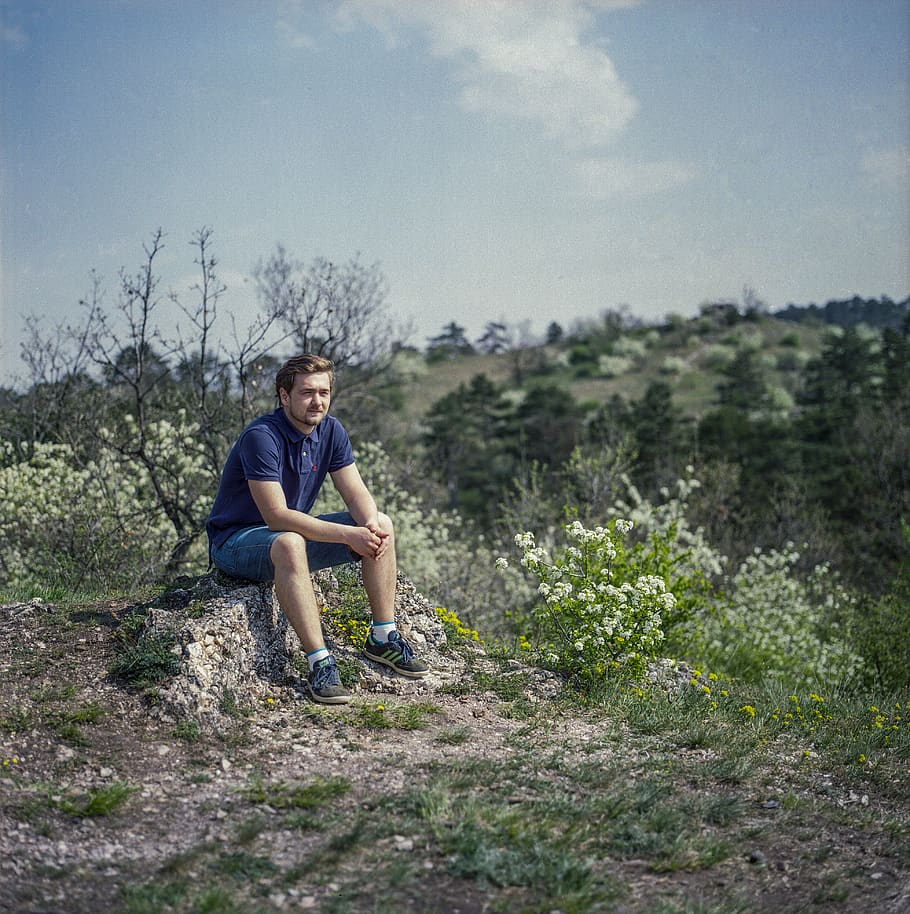 hungary, budaörs, guy, forest, backpacking, hiking, analog HD wallpaper
